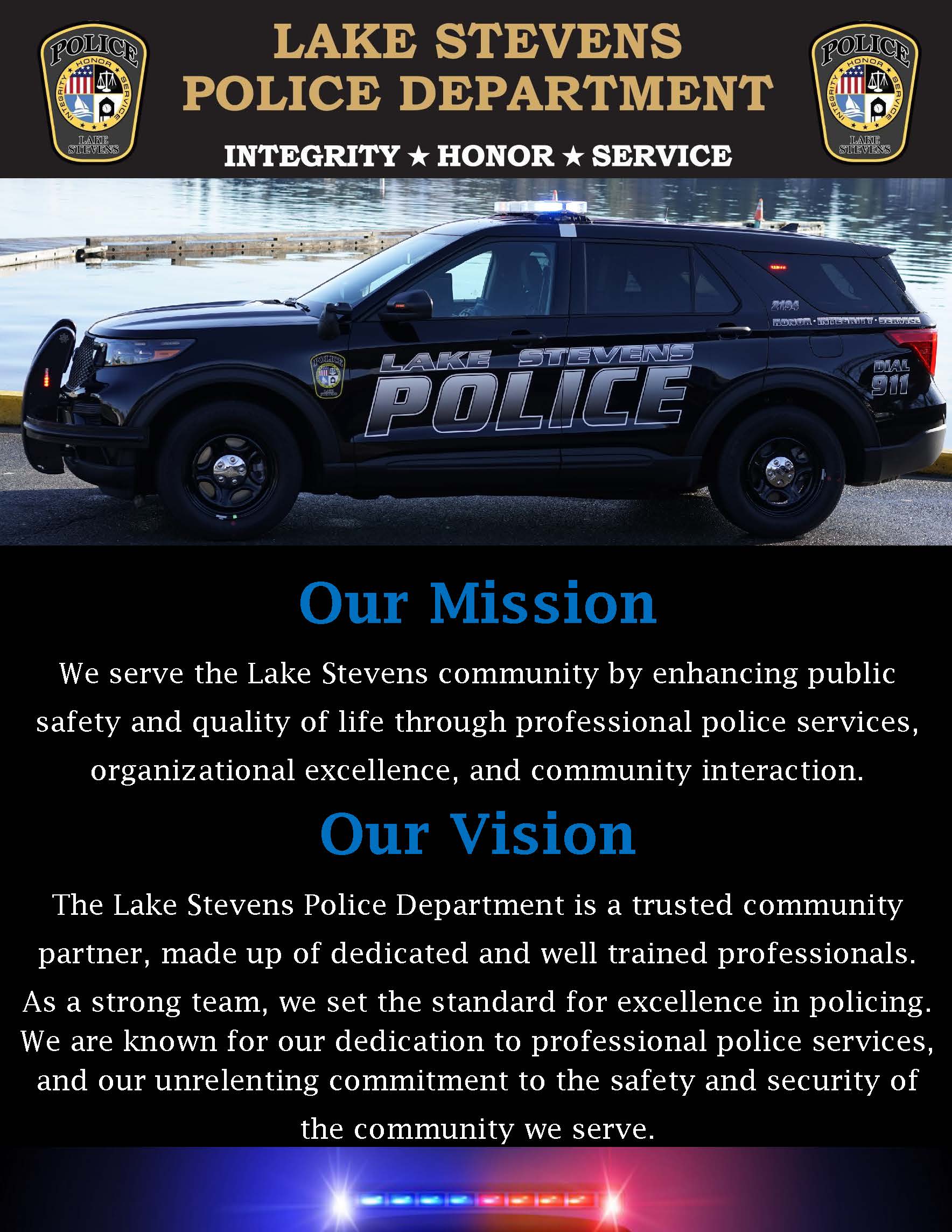 Lake Stevens Police Department Mission Vision Values 