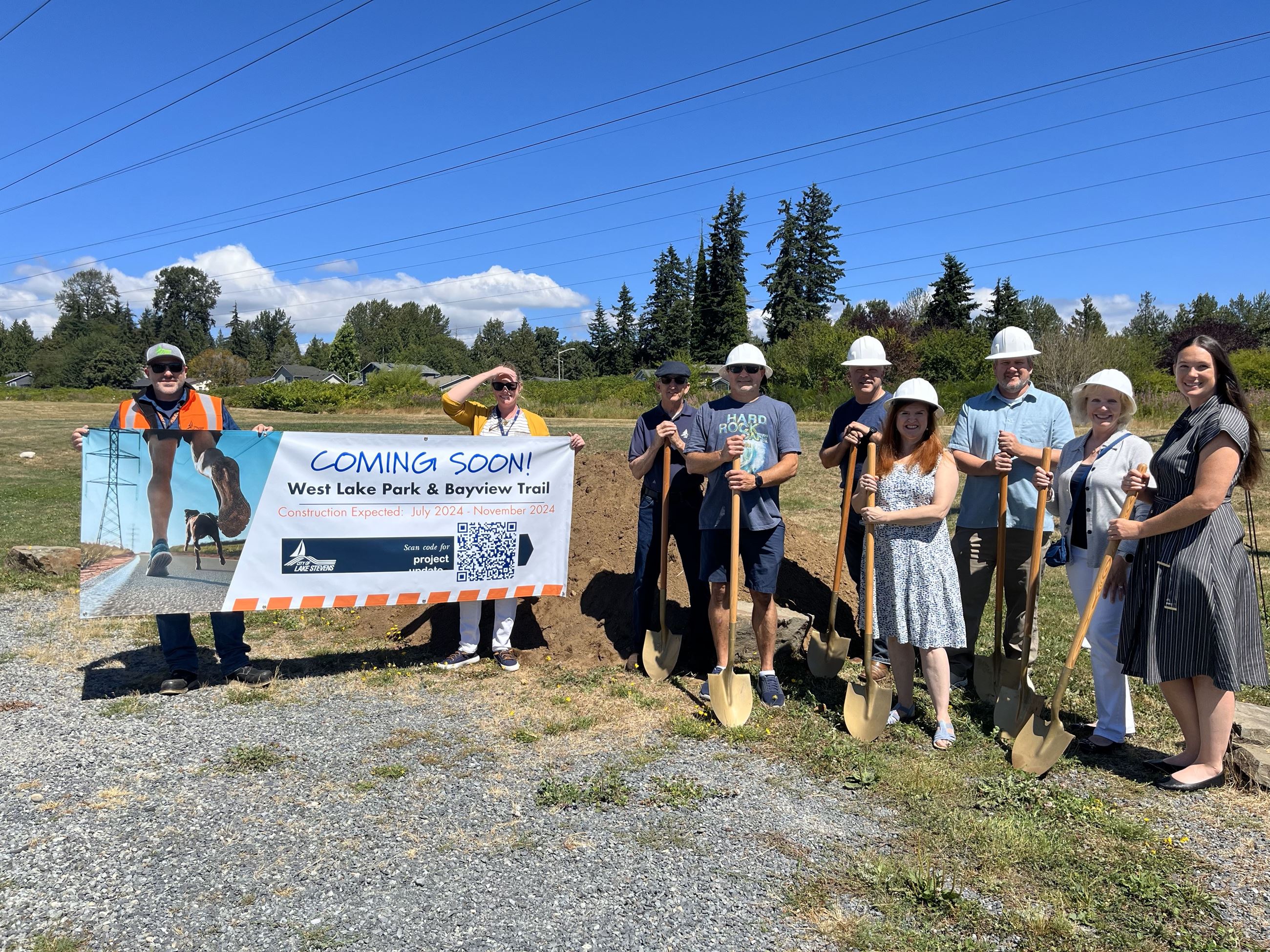 West Lake Park groundbreaking group banner
