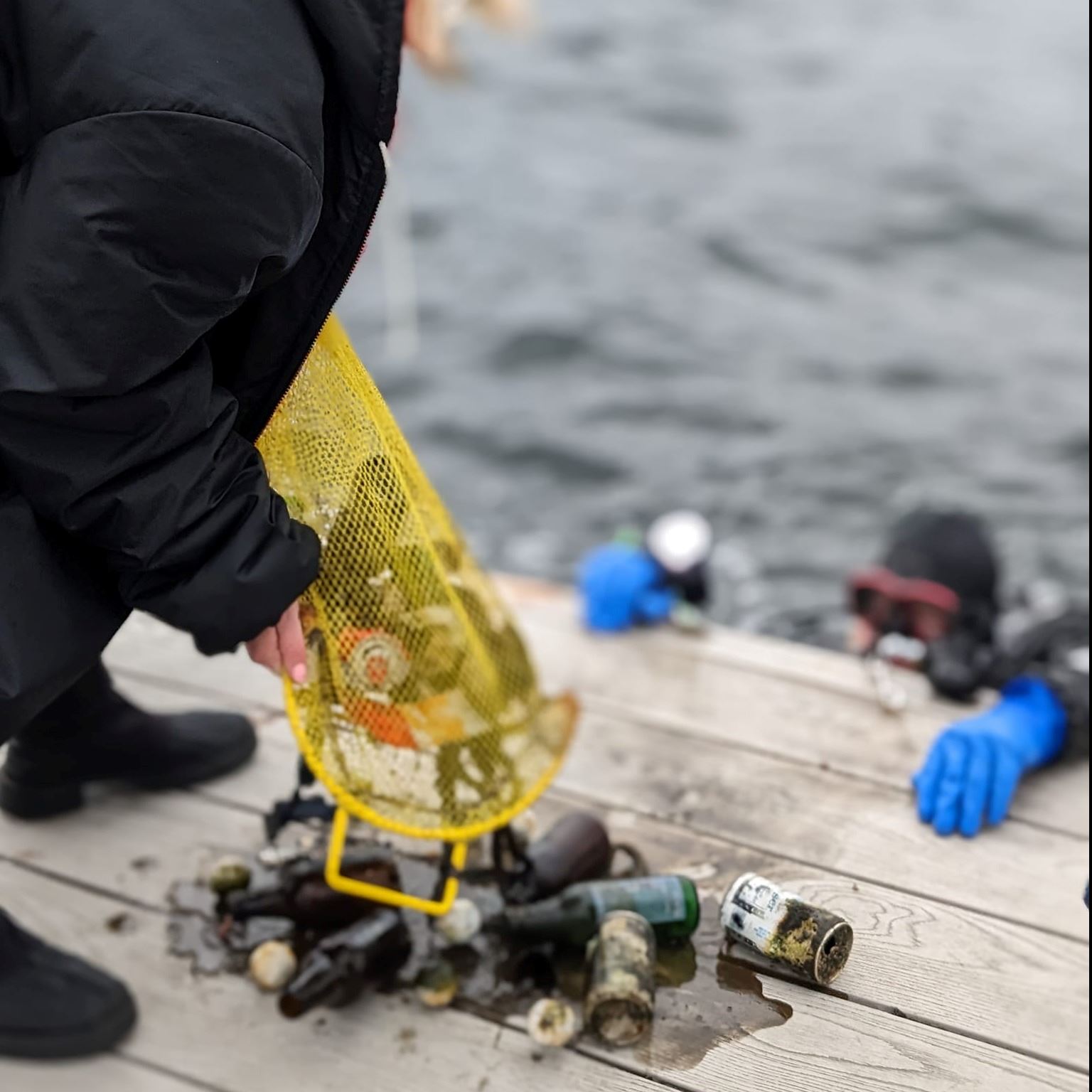 Dive team doing underwater cleanup at Lake Stevens