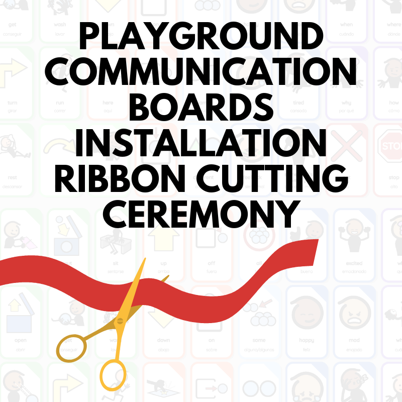 Playground communication boards installation Ribbon Cutting Ceremony on May 14