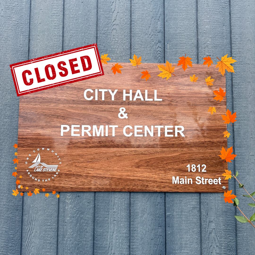 City Hall Closed fall theme sign