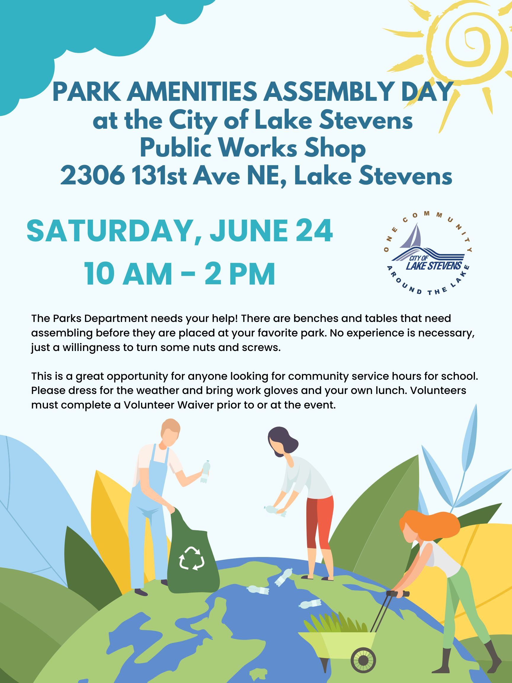 volunteer day at City of Lake Stevens Public Works shop