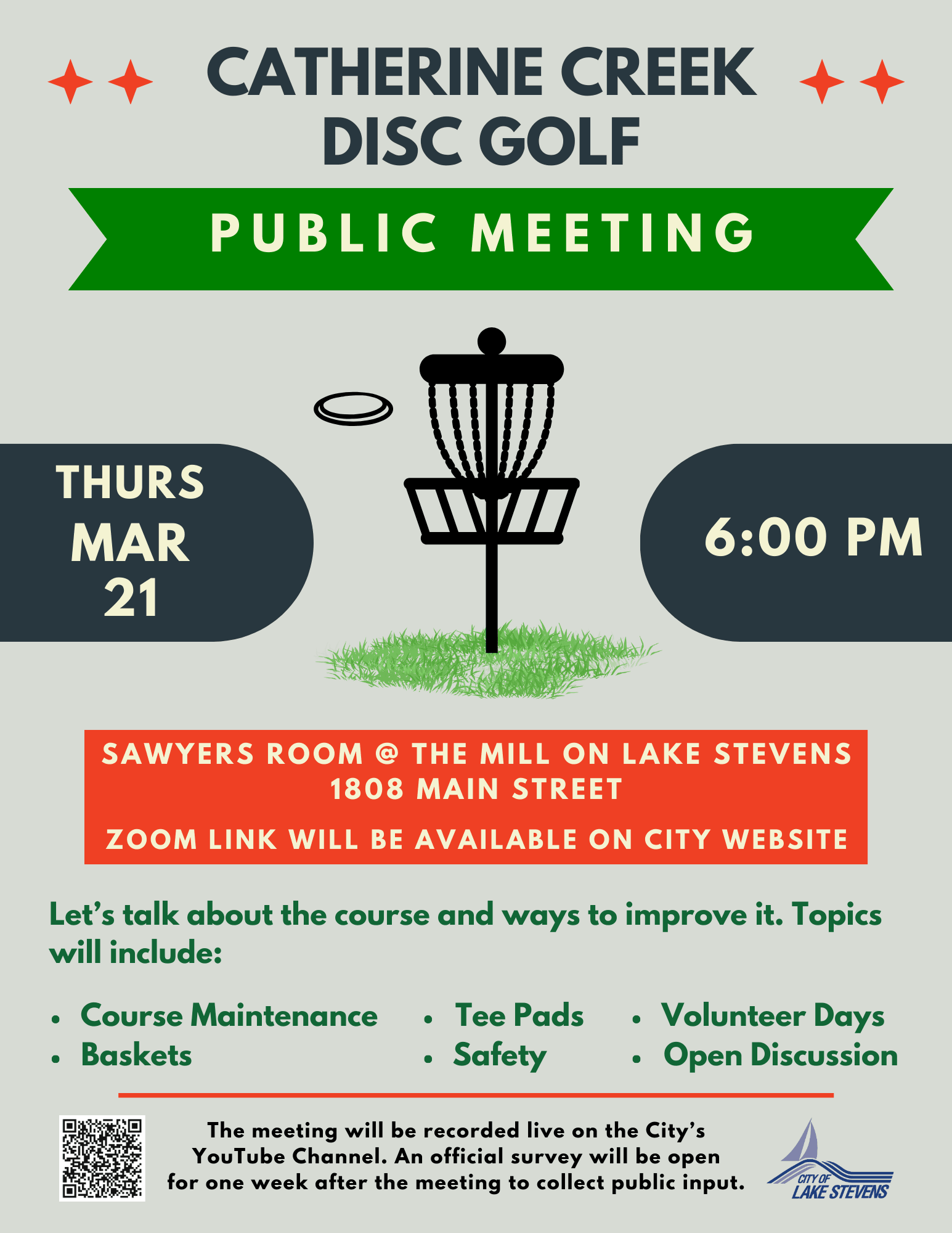 Catherine Creek Disc Golf Meeting flyer 