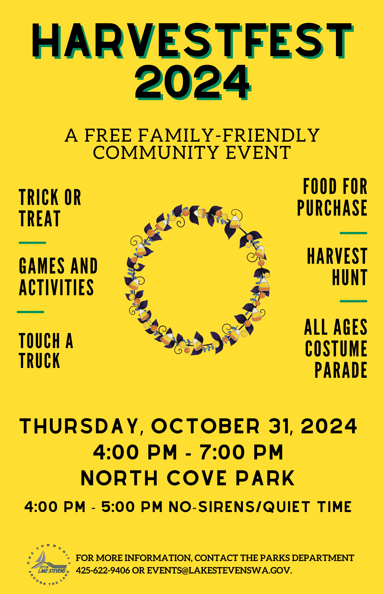 Harvestfest 2024 is Thursday, October 31 at North Cove Park