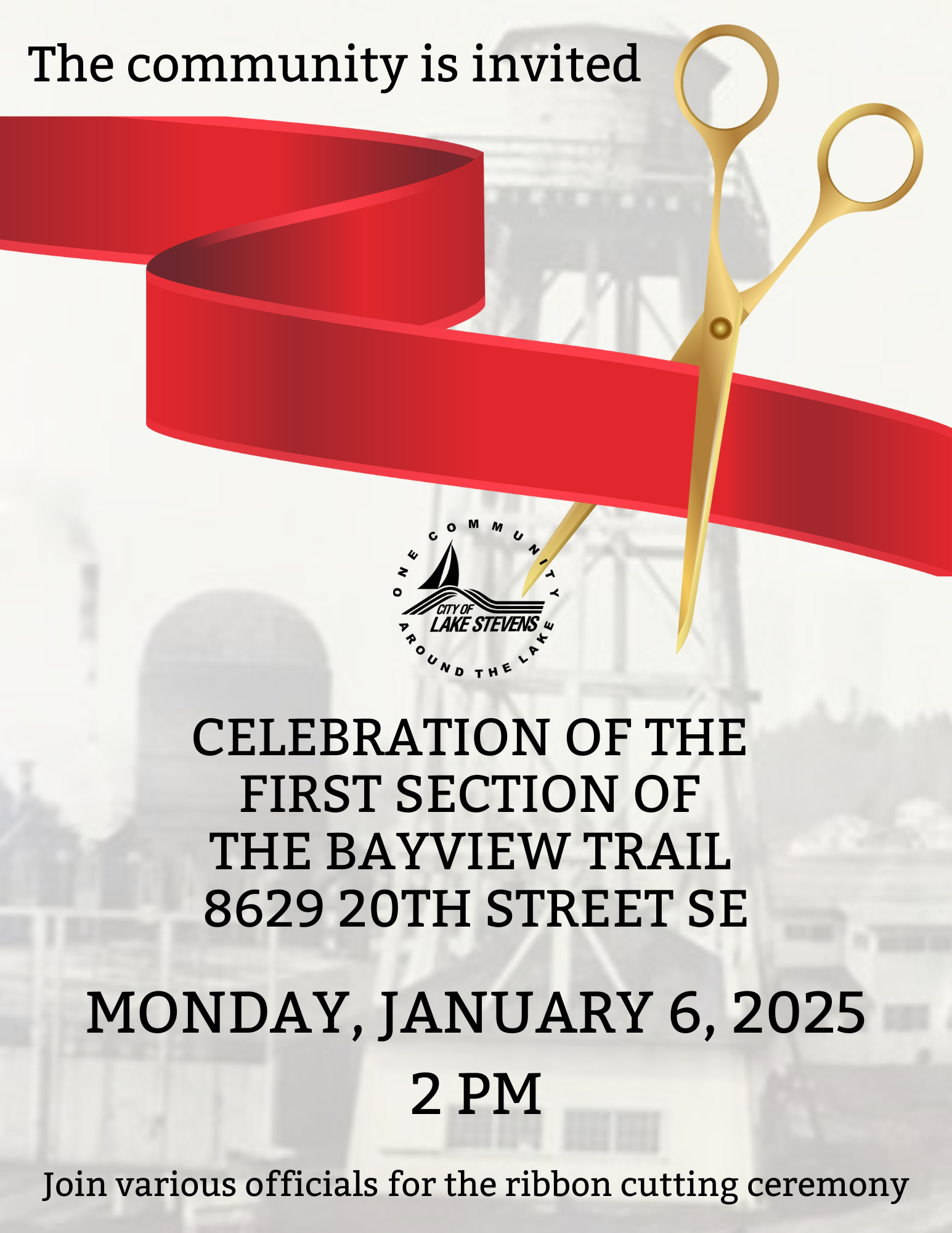 Ribbon Cutting Ceremony for the Bayview Trail section on January 6, 2025
