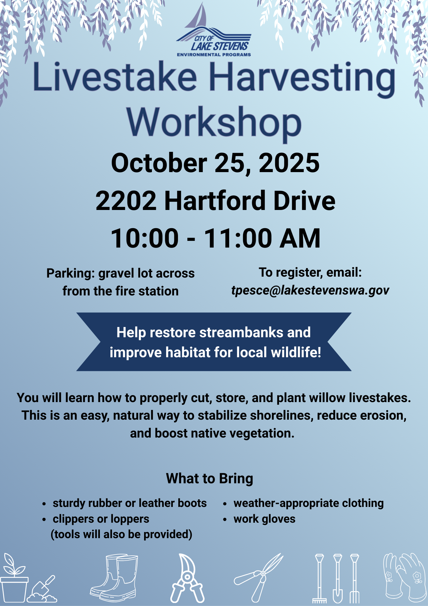 Livestake Harvesting Workshop Flyer